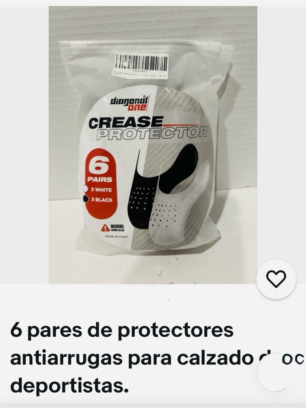 Diagonal One Shoe Crease Protectors 6 Pairs (3 Black / 3 White) Sneaker Guards